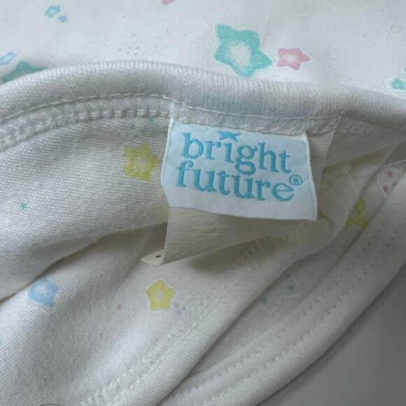 Bright Future Baby Blanket Vintage Shooting Star Cotton Pastel White 25x28" - Picture 4 of 7